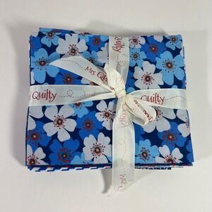 Mrs Quilty 12 Pack Fat Quarter Fabric Bundle 18 x 22" Multi Blues Multi Prints